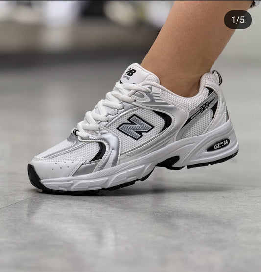 NB white silver blue ref 406 - Bold Shoes